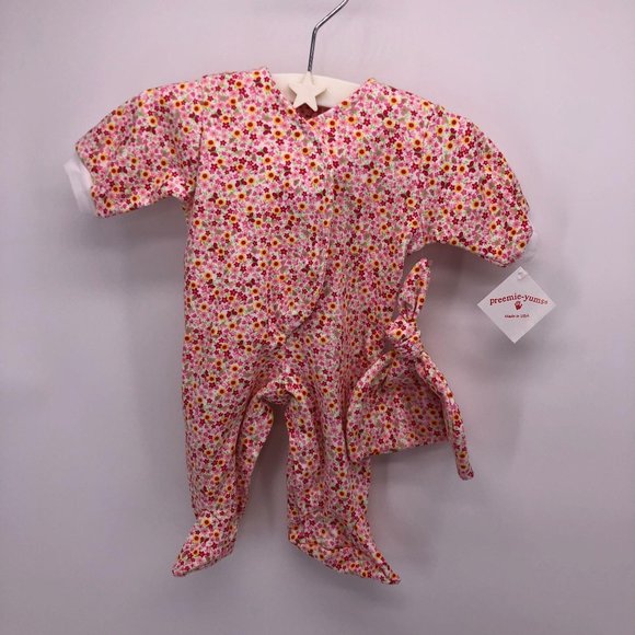 🍍NWT Preemie 2 pc Set Footie Onesie w Hat - Picture 7 of 7